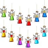 Mini Glass Angel Christmas Ornaments for Tree, 1.6" Small Crystal Guardian Angel Ornament Bulk for Christmas Tree, 2025 Hand Blown Spun Glass Home Decor Xmas Gift, Set of 12