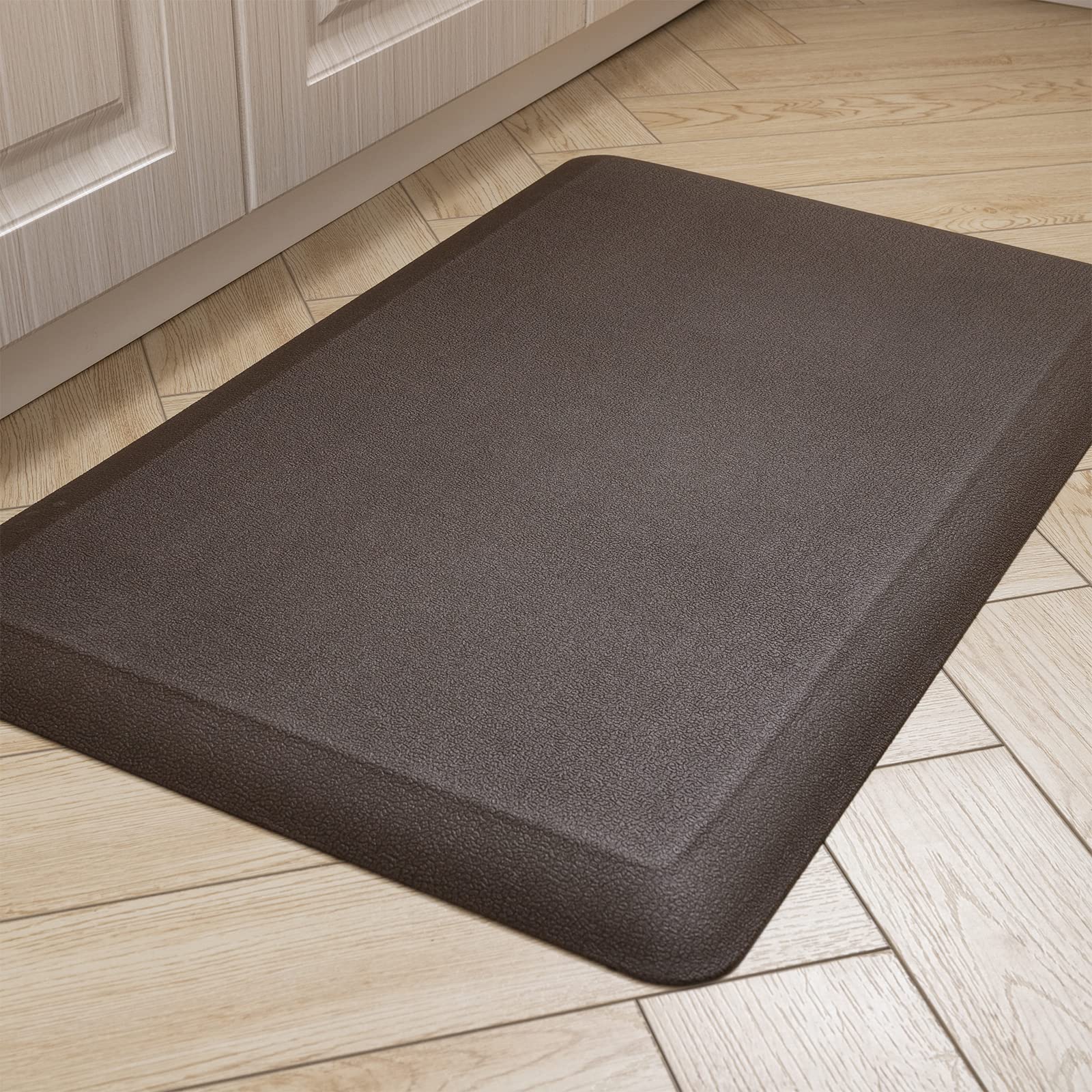 Carvapet Anti Fatigue Kitchen Mat 20MM Thick Cushioned Kitchen Standing Mats Floor Mats PVC Waterproof Runner Rug for Standing Desk, Kitchen, Office(Brown,44x70x2cm) — image 1