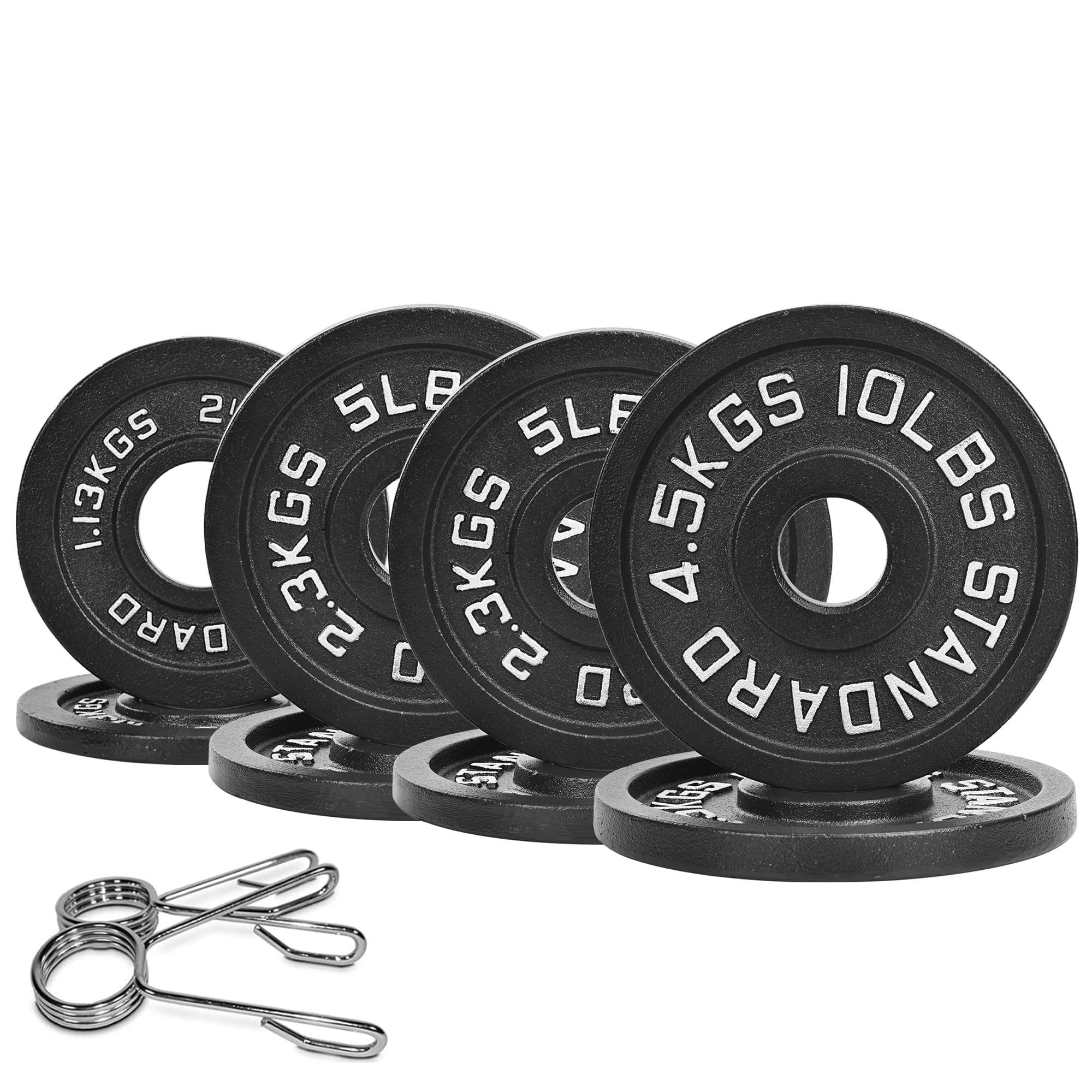 Photo 1 of ?Starter Set?2" Cast Iron Weight Plate Set | (8) Plates: Pairs of 2.5LB, 5LB, 10LB | 45 LB Total | For Standard Handles & Bars