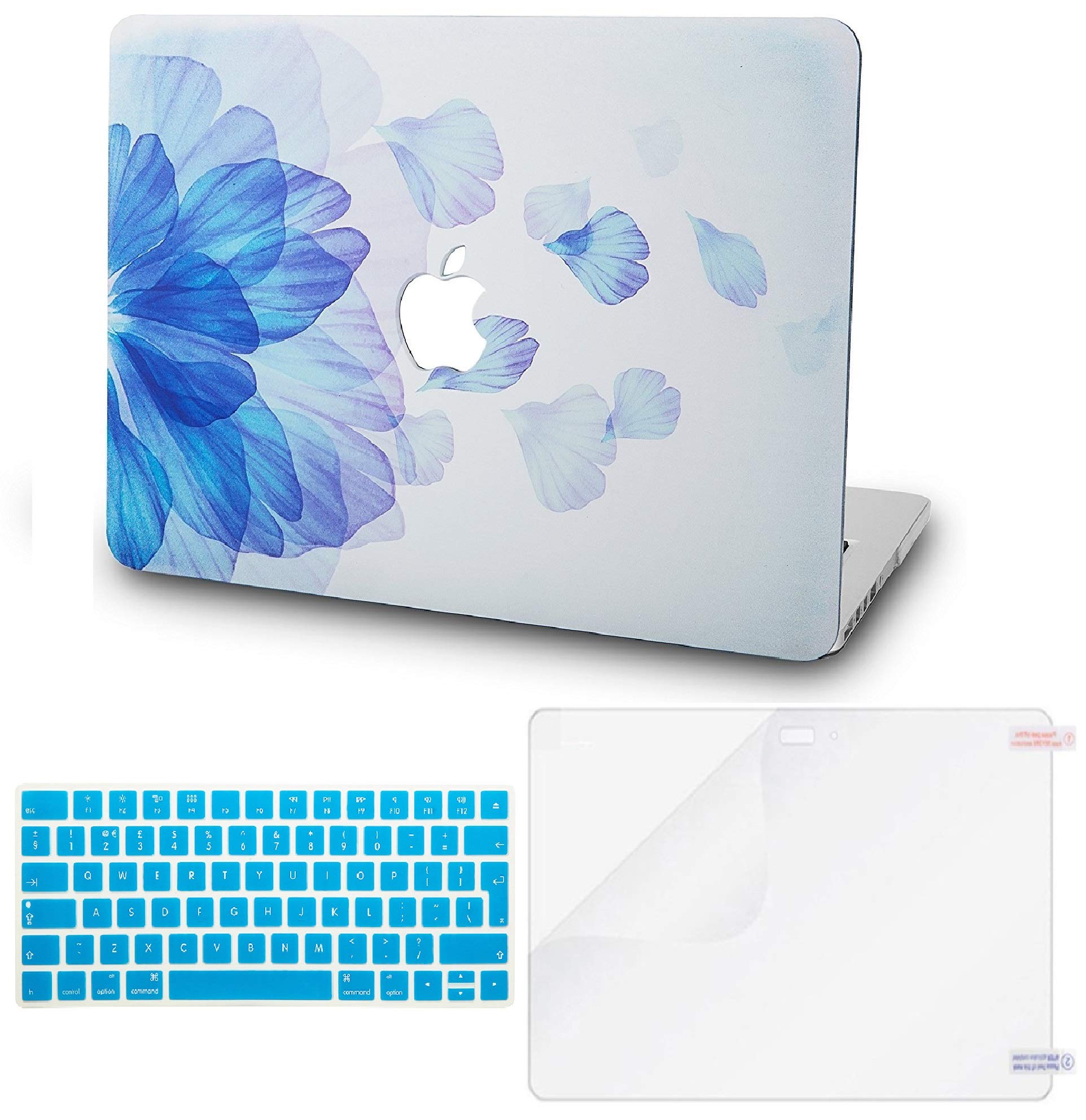 KECC MacBook Pro 13" Case (2020/2019/2018/2017/2016) w/UK Keyboard Cover + Screen Protector A2159/A1989/A1706/A1708 Touch Bar (B Flower)