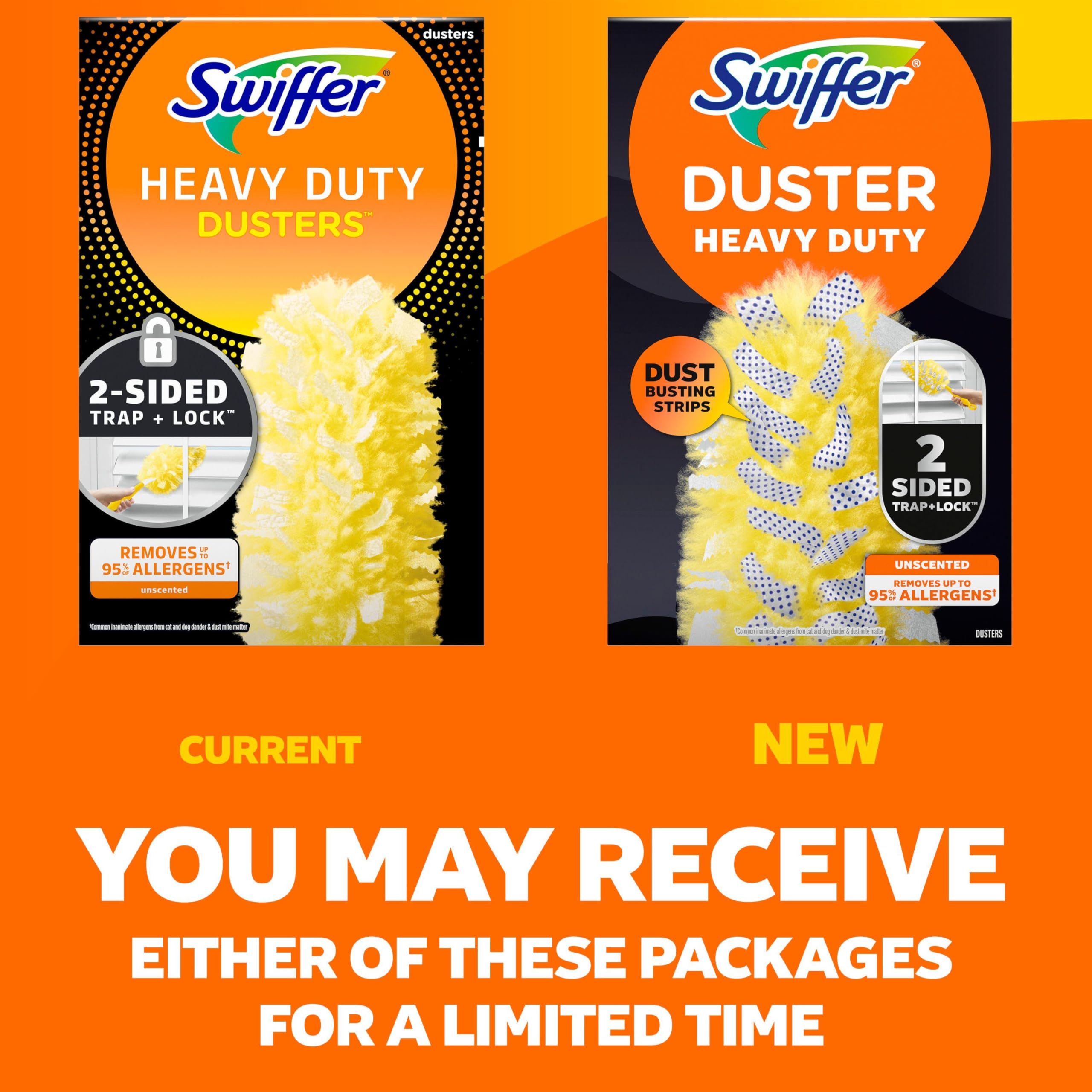 Swiffer Dusters Refill for Cleaning, Feather & Microfiber Duster Disposable Alternative, For Dusting Furniture, Blinds, Ceiling Fans, Walls, Helps Remove Allergens, Heavy Duty, Unscented, 11ct