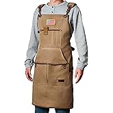 fibrosafe Professional Heavy-Duty Woodworking Apron for Men, Durable Carpenter Tool Apron with Pockets, Adjustable Long Ties, Reinforced Hardware, Lifetime Gift for Woodworkers