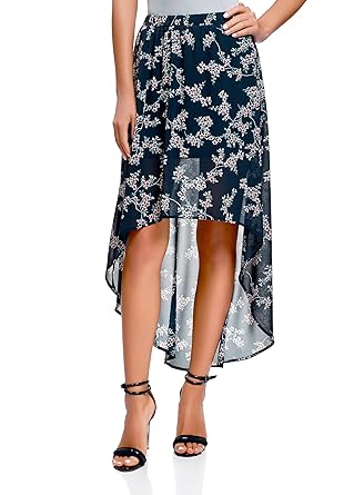 oodji Ultra Damen Chiffon-Rock mit Asymmetrischem Saum