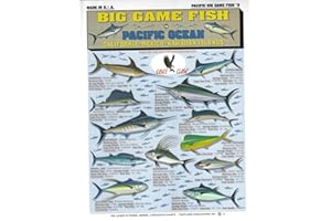 TIGHTLINES PUBLICATIONS Saltwater Big Game Fish Identification Chart #2 - Waterproof Quick Reference Fishing Guide - (Pacific Ocean, California, Mexico, Hawaii) - Double-Sided & Easy to Read - Great Gift for Beginners
