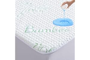GOONIK Queen Mattress Protector, Breathable Bamboo Viscose Waterproof Queen Size Mattress Pad Cover with 6-18 inches Deep Pocket
