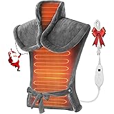 Snailax Heating Pad for Neck and Shoulders and Back, Large Heating Pad for Neck and Shoulders, Electric Heated Wrap, 6 Heat Settings & Auto Shut Off, Washable,Gifts