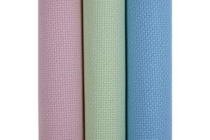 KCS 3 pc of 15" x 18"(38cmx45cm) Counted Cross Stitch Cotton Aida Cloth Needlework Rolled Fabric Box,16CT,Light Blue+Pink+Light Green