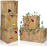 Bucherry 6 Pcs Dinosaur Party Decorations Dino Theme Boxes, Light Brown | 12 x 12 x 12 Inch, Dino Birthday Supplies, Dinosaur Party Favors, Trunk or Treat Car Decorations, Safari Animal Theme Lovers