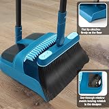 JEHONN Long Handled Dustpan and Brush Set 138CM Swivel Broom Blue view 4