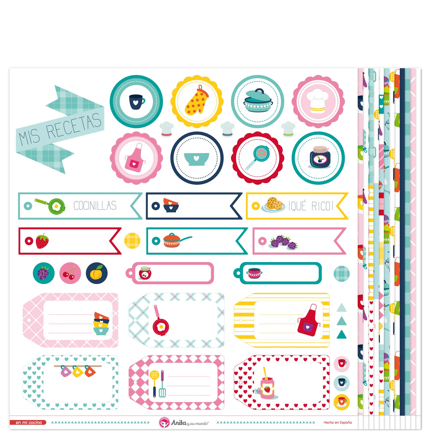 Anita and Su Mundo Collection in My Kitchen Scrapbooking Papers, Paper, Multicoloured, 12" x 12"