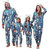 VNVNE Matching Christmas Onesie Pajamas for Women/Men/Couples/Family, Xmas Holiday Long Sleeve One-Piece Adults Pjs Sleepwear