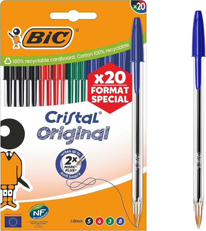 Cristal Original Bolígrafos de Punta Media (1,00 mm) - Colores de Tinta Surtidos, Caja de Edición Especial de 20