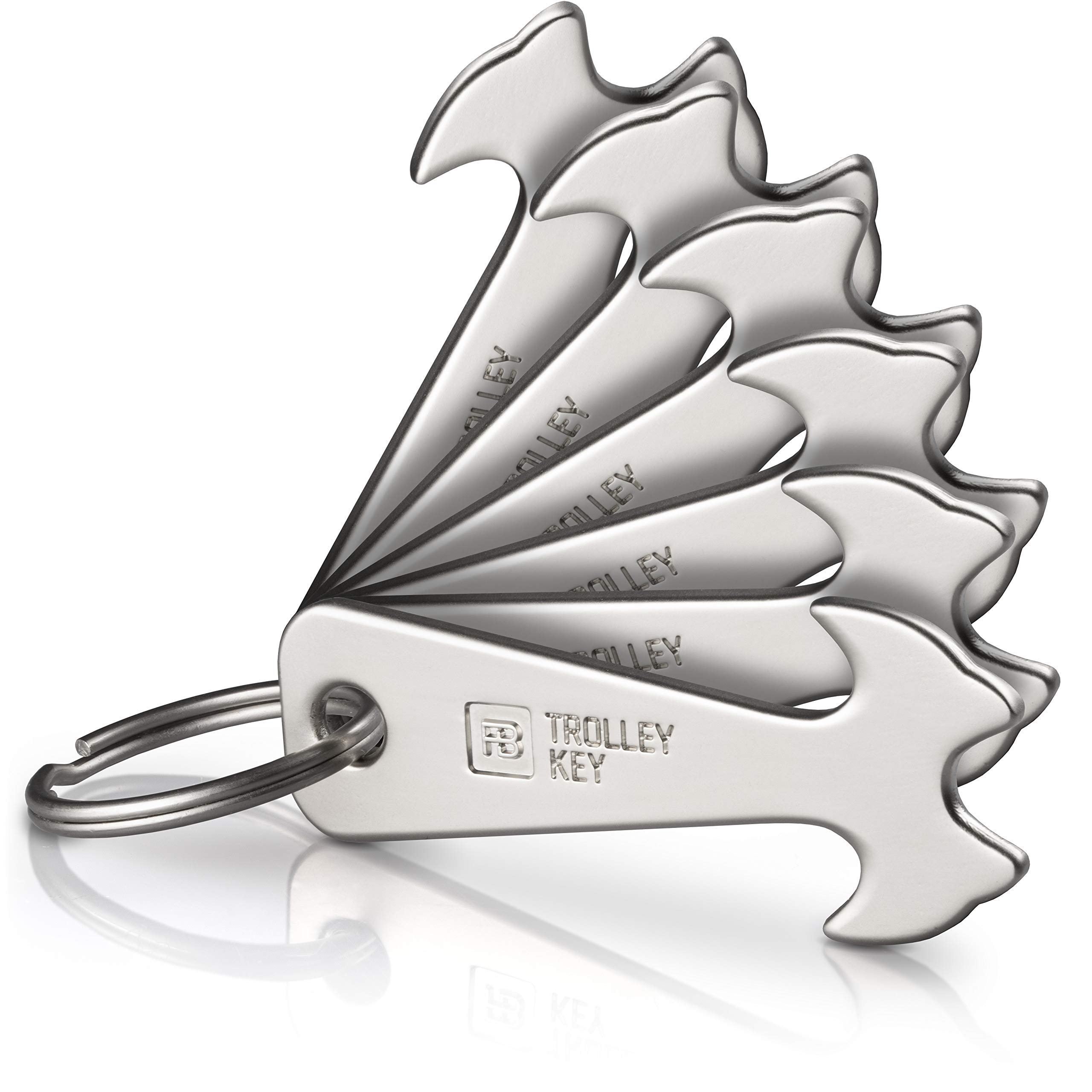 Fabach trolley key, shopping trolley remover, replaces shopping trolley tokens, metal key fob for key organisers and key chains, will not get stuck in a shopping trolley