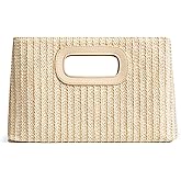 CHUNLI Chic Straw Clutch Purses for Women with Top Handle Summer Bag, Ideal Vacation Handbags and Woven Boho Beach Bags