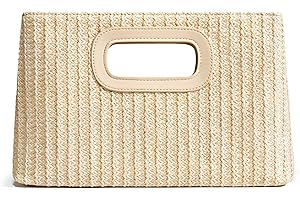 CHUNLI Chic Straw Clutch Purses for Women with Top Handle Summer Bag, Ideal Vacation Handbags and Woven Boho Beach Bags