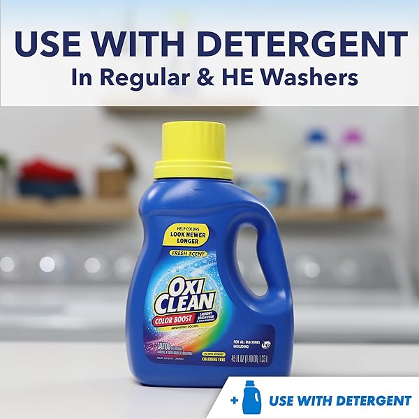 OXICLEAN COLOR BOOST LAUNDRY BRIGHTENER AND STAIN REMOVER LIQUID FRESH SCENT, 45 FL OZ