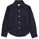 Isaac Mizrahi Boys' Slim Fit Box Pattern Button Down Shirt