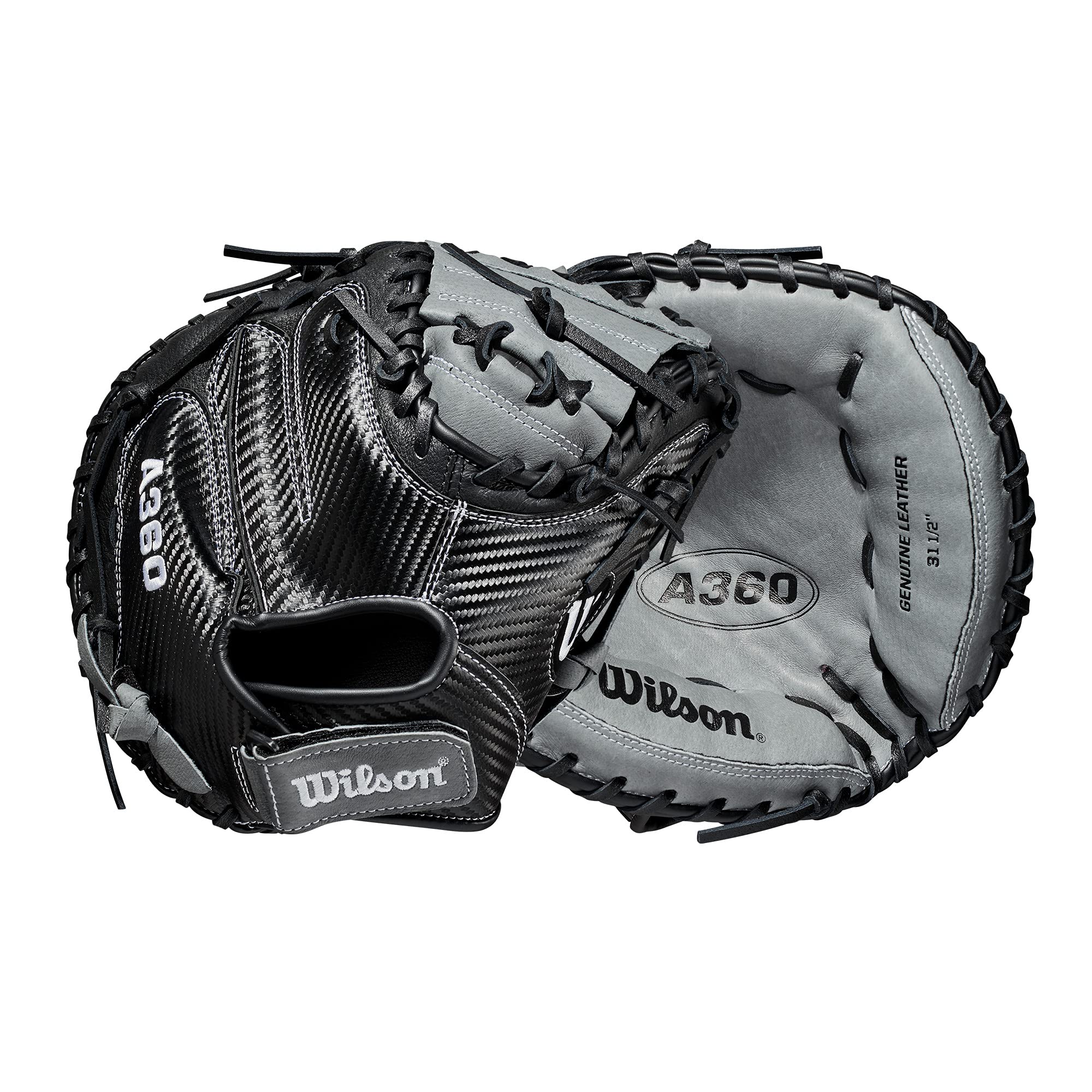 WILSON 2021 A360 CM315 31.5" Baseball Catcher's Mitt - Black/Grey, Left Hand Throw
