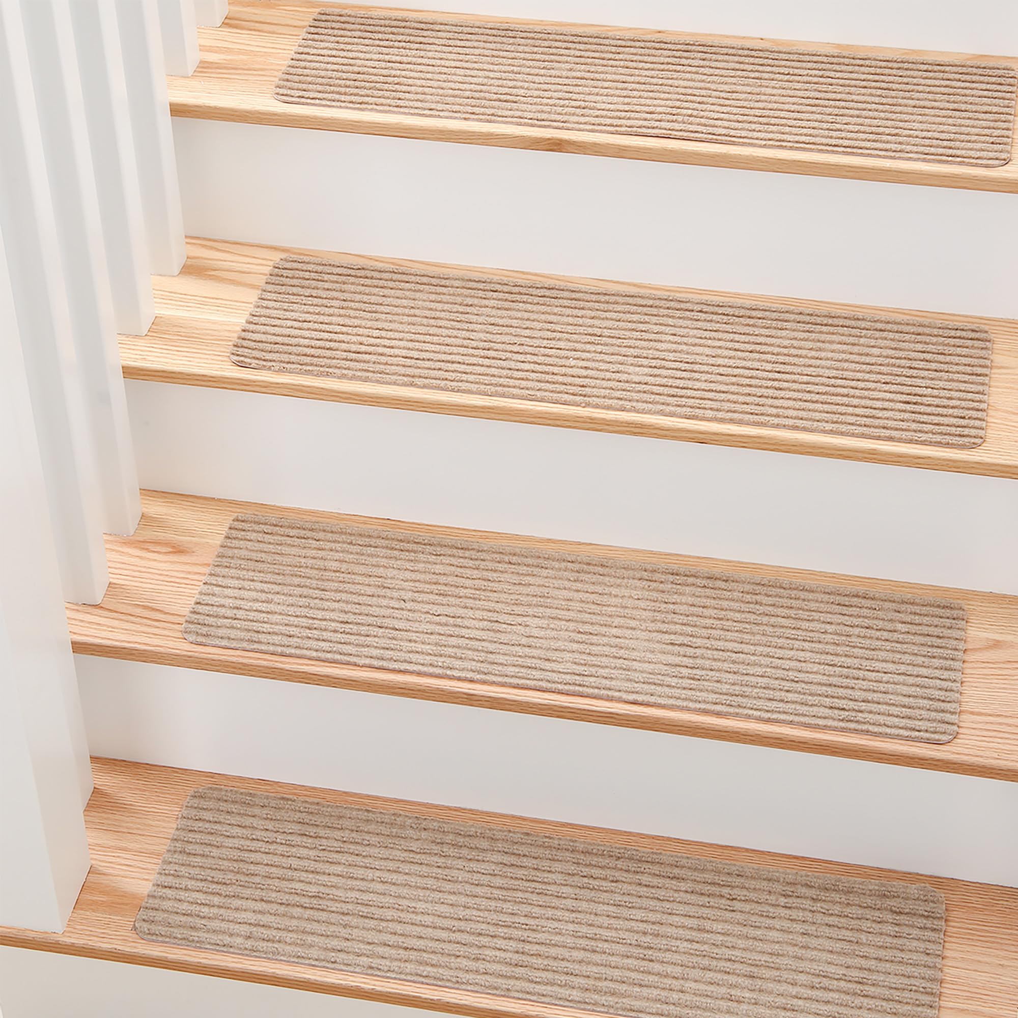 Photo 1 of MBIGM 8" X 30" (15 in Pack) Non-Slip Carpet Stair Treads Non-Skid Safety Rug Slip Resistant Indoor Runner for Kids Elders & Pets with Reusable Adhesive - Cornstalk - Carpet Pads for Stairs