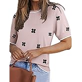Zeagoo Women Short Sleeve Sweater Summer Crew Neck Dressy Casual Soft Knit Pullover Tops Trendy