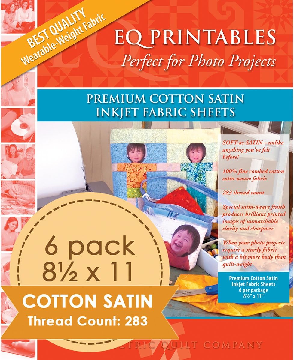 EQ Cotton Satin Inkjet Fabric Sheets Amazon.ca Home & Kitchen
