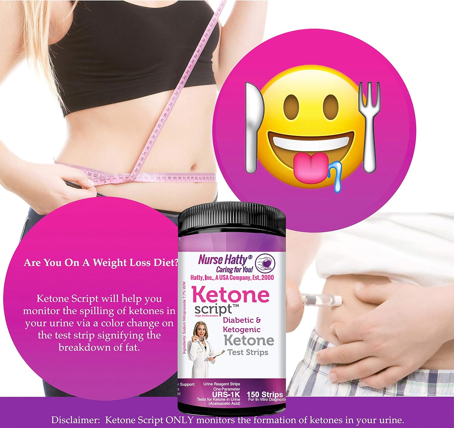 Nurse Hatty - Diabetic & Ketogenic Keto Strips – Fresh – USA-Made – High-Performance – Now Lasts 6 Months - 2-Year Shelf Life (150ct. Long Ketone Test Strips): Health & Personal Care