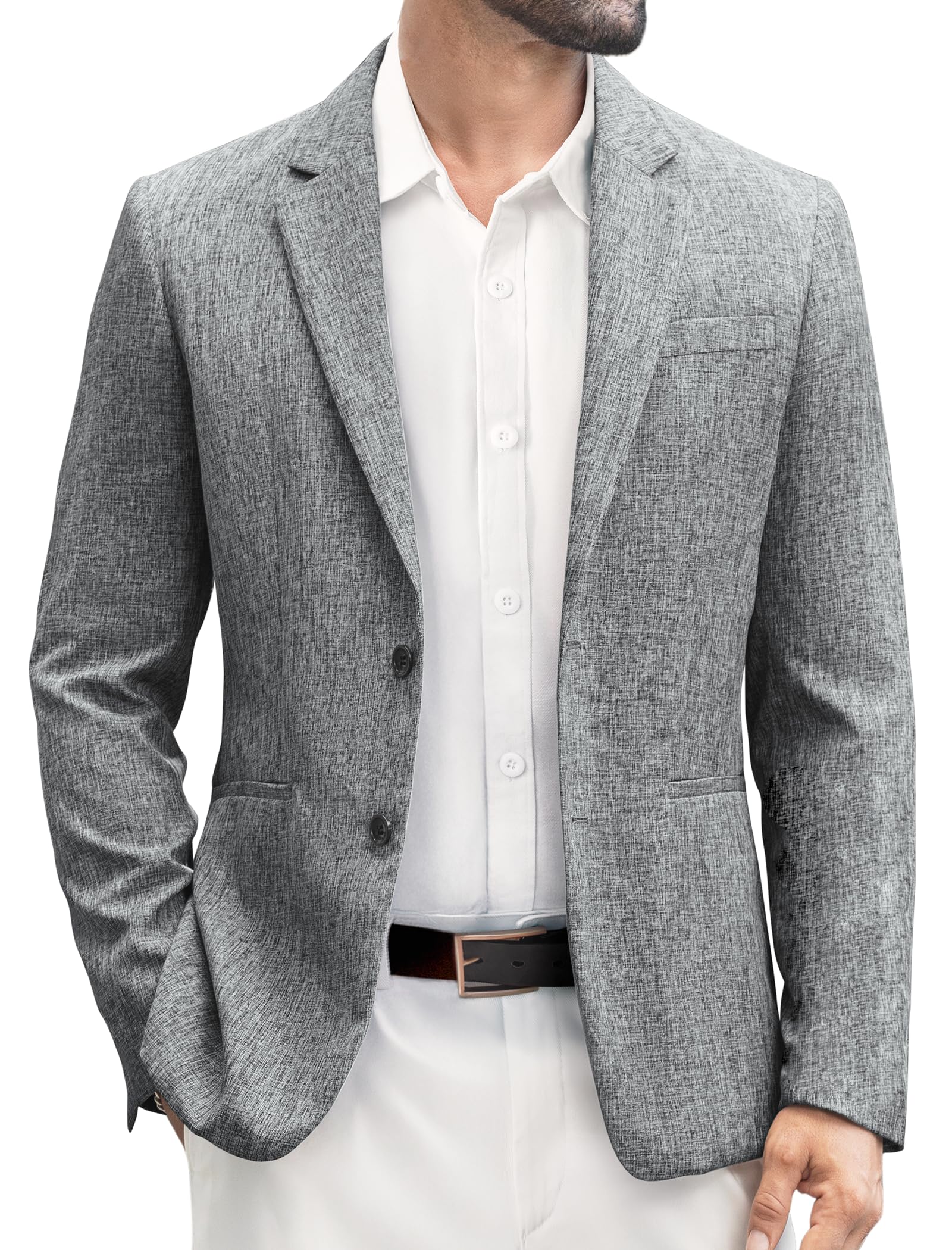 Photo 1 of Vssjavun Mens Sport Coats Casual Blazer Slim Fit Two Button Lightweight Suit Jacket Business Jacket Dark Gray
