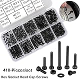 FandWay 410Pcs M2 Bolts Nuts Set DIN912 Hex Socket 12.9 Alloy Black view 2