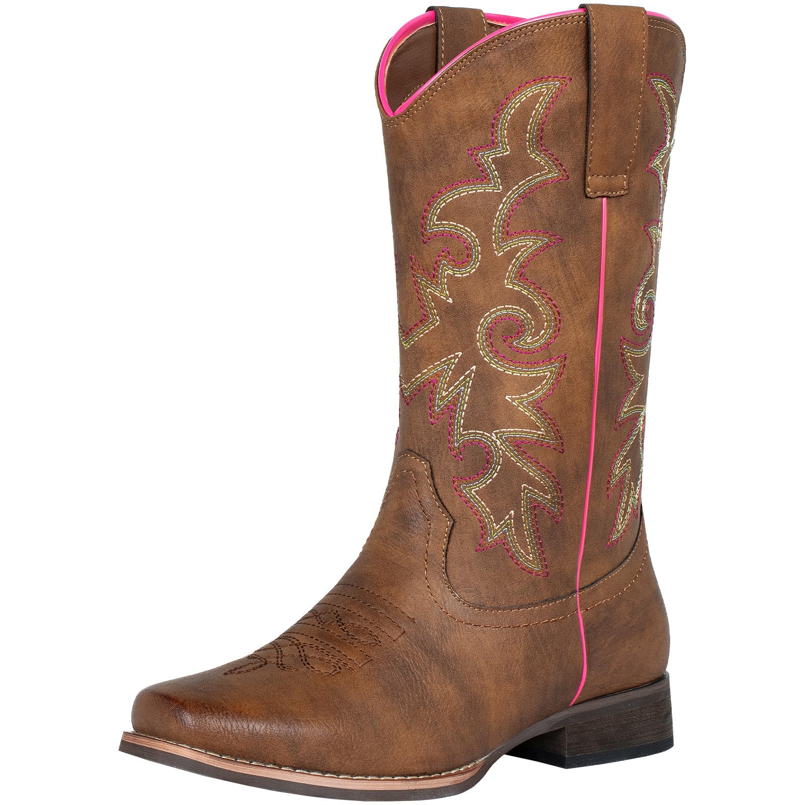 Brown Wide Square Toe Cowgirl Boots