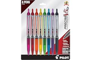 PILOT Precise V5 RT Refillable & Retractable Rolling Ball Pens, Extra Fine Point Pens, 0.5 mm, Vibrant, Pack of 8 - Ideal for School, Journaling & Office Writing