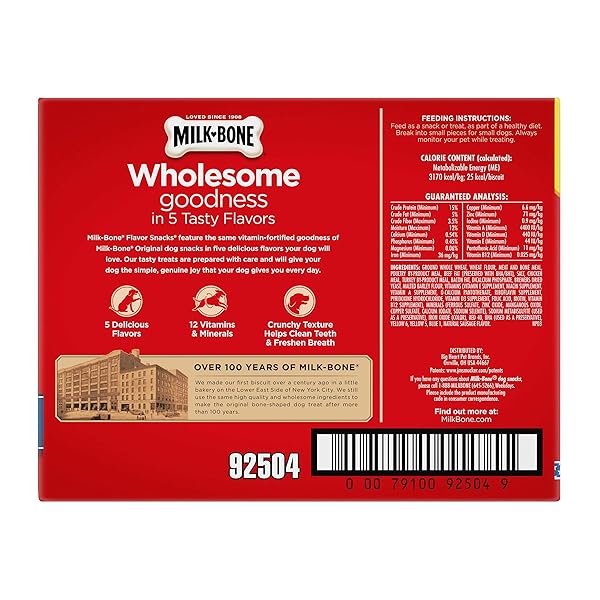 MILK-BONE FLAVOR SNACKS SMALL DOG BISCUITS, FLAVORED CRUNCHY DOG TREATS, 7 POUND BOX