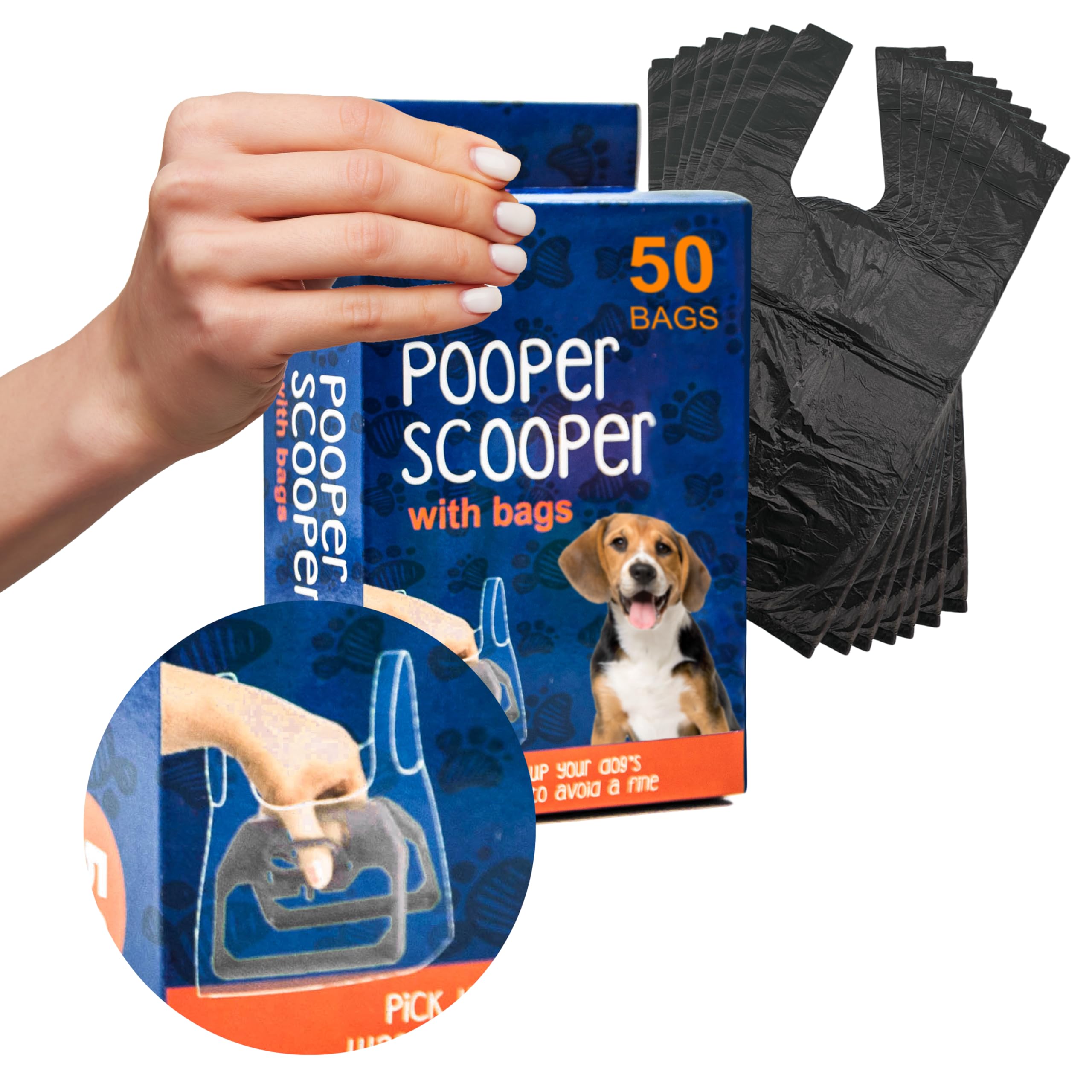 Petopedia 1x All Pets Dog Pooper Scooper Handheld – Assembled Dogs Poop Scoop with 50 BAGS – Lightweight, Hygienic Cleaning, Poo Picker for Pet Loo, Animal Waste (15cm (Pack of 1))