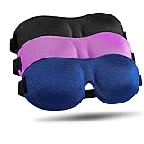 Sleep Mask 3 Pack, Upgraded 3D Contoured 100% Blackout Eye Mask for Sleeping with Adjustable Strap, Comfortable & Soft Night 