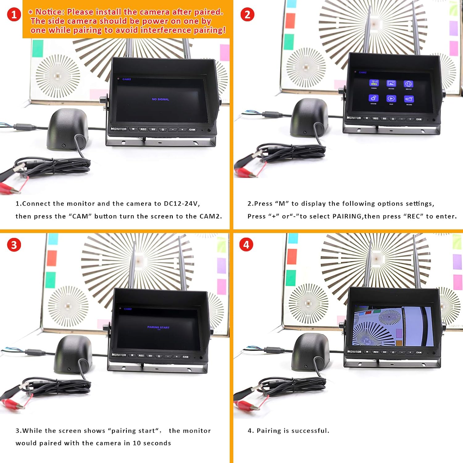 CAMONS Digital Wireless Reversing Camera Kit, 7” Rear View 4 Split