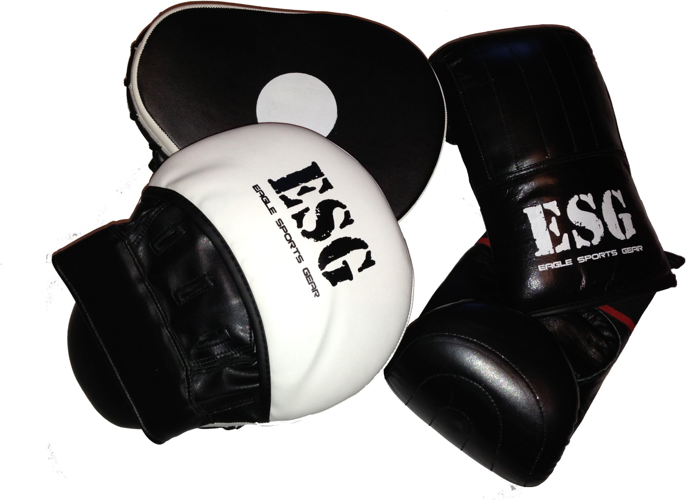 Black ESG Professional Leather Training Bag/Pad Mitts & High Quality Focus Pads