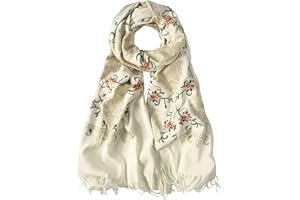 Urban CoCo Women's Embroidered Tassel Long Shawl Oversize Scarf Wraps for Women