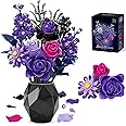 BeepZipp Purple Roses Bouquet Building Set, Botanical Collection Artificial Flowers Blocks Kit Compatible with Lego Flowers, 