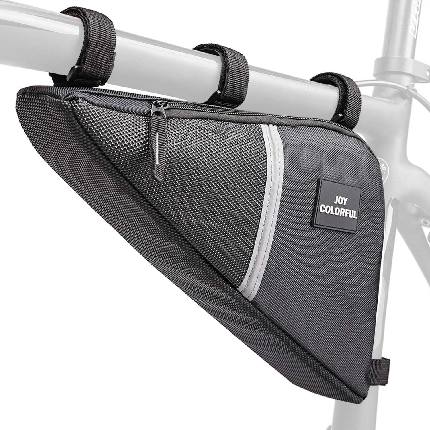 JOY COLORFUL Bicycle Triangle Frame Bag, Waterproof Double Zip Bike Handlebar Bags, Pouch Under Seat PVC Front Tube Frame Bag with Large Storage for Mountain Cycling