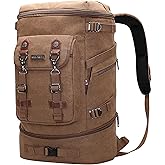 WITZMAN Travel Backpack for Men Women Canvas Backpack Carry on Luggage Rucksack Convertible Duffel Bag Large (A568 Brown)