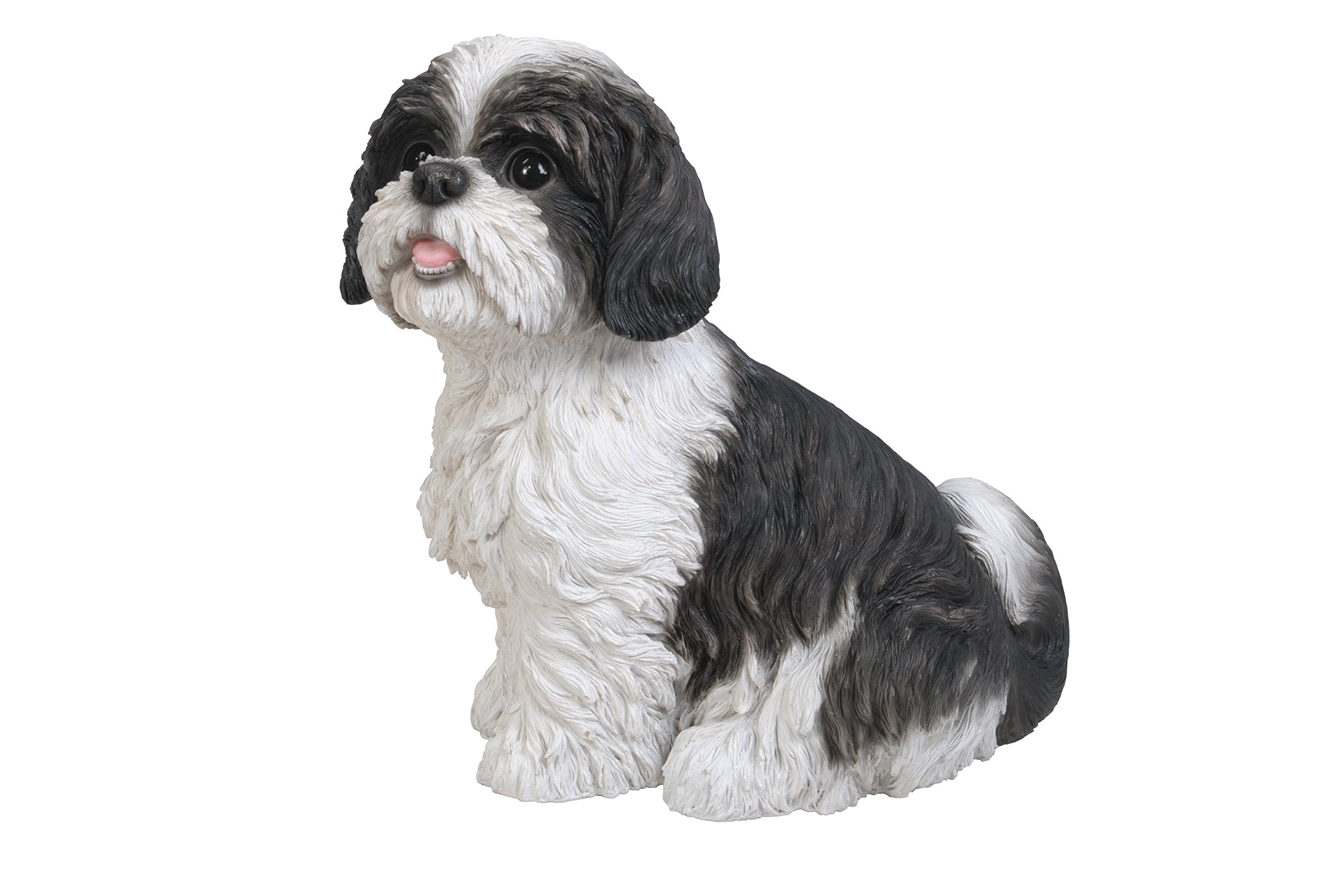 Vivid Arts Sitting Shih Tzu Dog Resin Ornament - Black/White