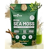 KIKI Green Irish Sea Moss Powder 8 Oz - with Bladderwrack Burdock Root Extract for Immune Support - Keto, Vegan Supplement
