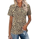 LOMON Womens Golf Polo Shirts Summer Short Sleeve 1/4 Zip Tops Moisture Wicking Casual Tennis Activewear with Pockets