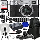 SSE Advanced FUJIFILM X100VI Digital Camera (Silver) Bundle Includes: 64GB SDXC Memory Card, Replacement Battery, Mini Metal Dolly, Sling Backpack, 8" Gripster &amp; Much More (12pc Bundle)