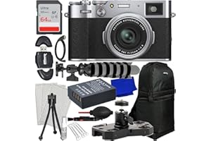 SSE Advanced FUJIFILM X100VI Digital Camera (Silver) Bundle Includes: 64GB SDXC Memory Card, Replacement Battery, Mini Metal Dolly, Sling Backpack, 8" Gripster & Much More (12pc Bundle)