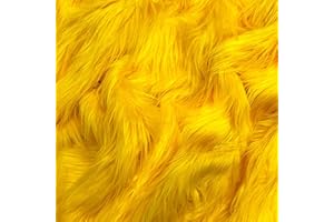 EOVEA Shaggy Faux Fur Fabric by The Yard - 18" X 60" Inch - Long Pile Fur - Fake Fur Materials - Soft & Fluffy Craft Fabric Supplies for DIY Arts & Crafts, Apparel, Costume, Rug(Yellow, Half Yard)