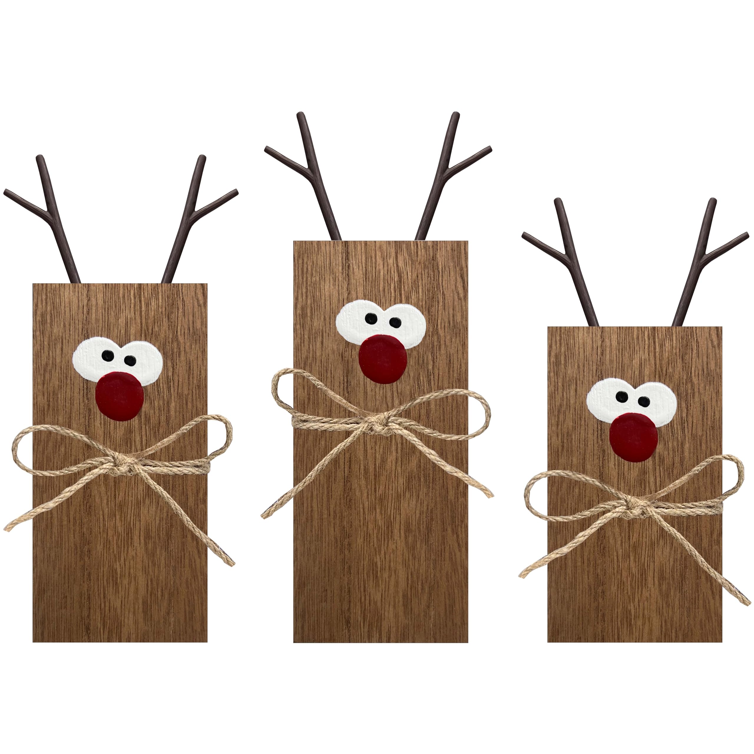 Photo 1 of 3Pcs Reindeer Table Signs Christmas Decorations Indoor Farmhouse Winter Decor Christmas Vintage Reindeer Blocks for Office Kitchen Home Decor