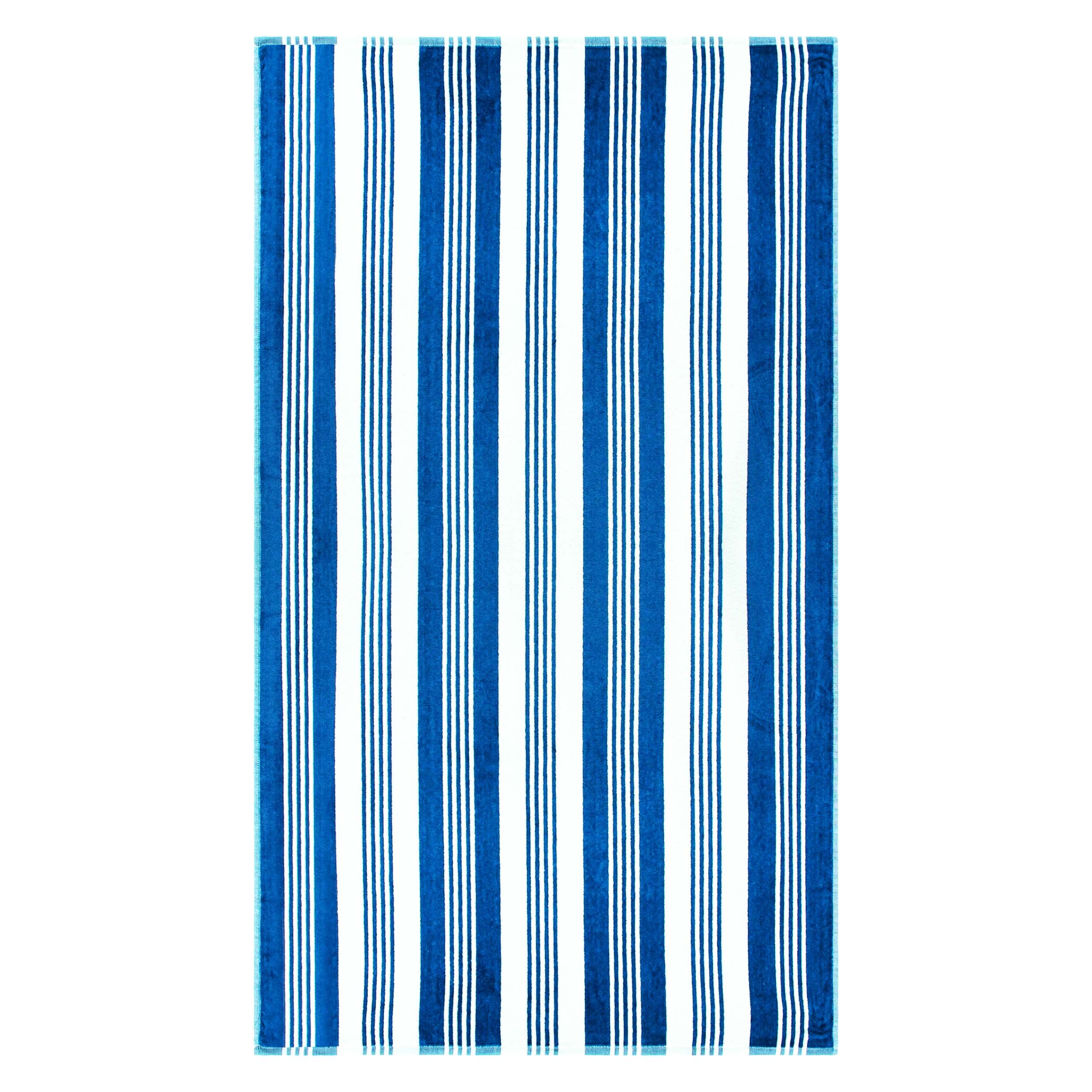 Superior Luxurious Soft Velour Absorbent Terry Thick Plush Striped Oversized Beach Towel, 34" x 64", Maui