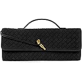 Joryin Woven Purse for Women Evening Clutch Woven Leather Handbags Suede Crossbody Bag Purse Formal Evening Bag