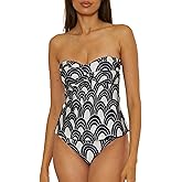 Trina Turk Womens Arches Twist Bandeau Tankini, Adjustable, Swimsuit Tops for Women