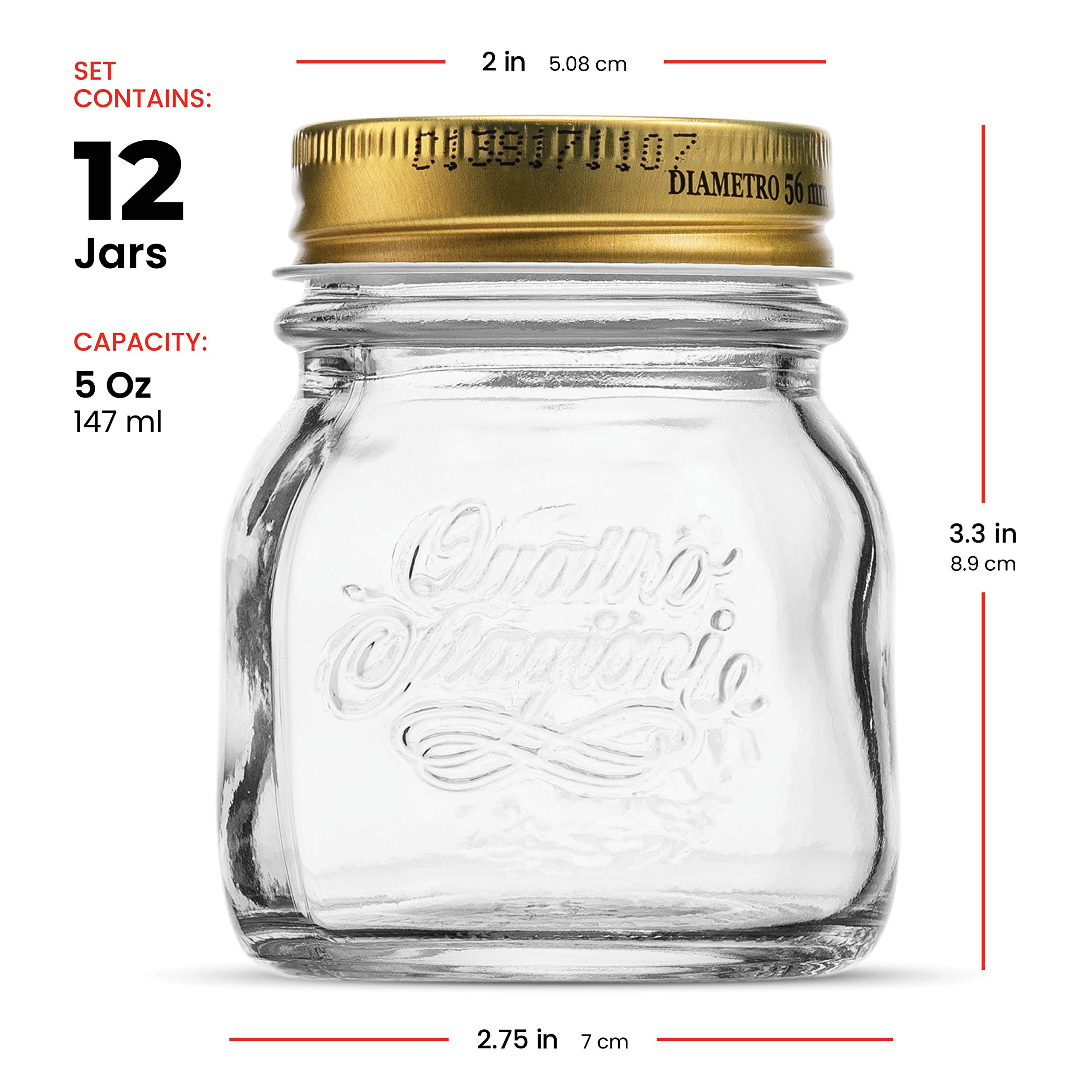Bormioli Rocco Quattro Stagioni Small Glass Mason Jars 5 Ounce Mini